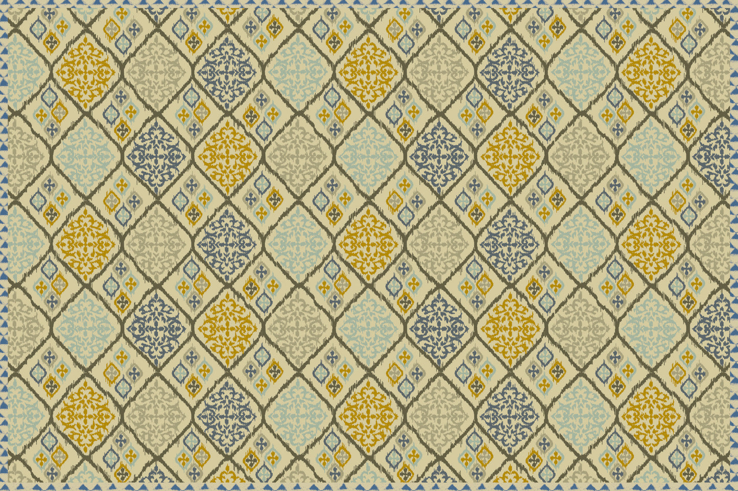 Kitchen Mat 2x3' - Denim / Mustard